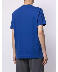 blaues bedrucktes T-Shirt mit einem Rundhalsausschnitt von Emporio Armani