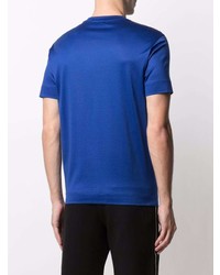 blaues bedrucktes T-Shirt mit einem Rundhalsausschnitt von Emporio Armani