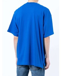 blaues bedrucktes T-Shirt mit einem Rundhalsausschnitt von VERSACE JEANS COUTURE