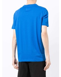 blaues bedrucktes T-Shirt mit einem Rundhalsausschnitt von Emporio Armani