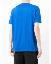 blaues bedrucktes T-Shirt mit einem Rundhalsausschnitt von Emporio Armani