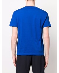 blaues bedrucktes T-Shirt mit einem Rundhalsausschnitt von Ea7 Emporio Armani