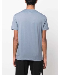 blaues bedrucktes T-Shirt mit einem Rundhalsausschnitt von Ea7 Emporio Armani