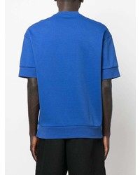 blaues bedrucktes T-Shirt mit einem Rundhalsausschnitt von Armani Exchange