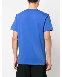 blaues bedrucktes T-Shirt mit einem Rundhalsausschnitt von Moschino