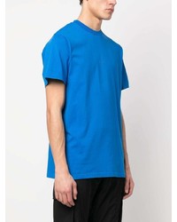 blaues bedrucktes T-Shirt mit einem Rundhalsausschnitt von 424