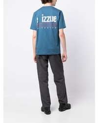 blaues bedrucktes T-Shirt mit einem Rundhalsausschnitt von Izzue