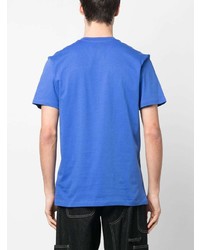 blaues bedrucktes T-Shirt mit einem Rundhalsausschnitt von Moschino