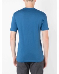 blaues bedrucktes T-Shirt mit einem Rundhalsausschnitt von Ea7 Emporio Armani