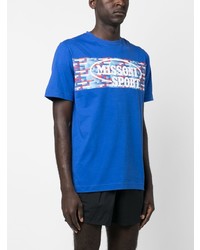 blaues bedrucktes T-Shirt mit einem Rundhalsausschnitt von Missoni