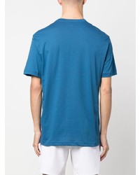 blaues bedrucktes T-Shirt mit einem Rundhalsausschnitt von Ea7 Emporio Armani