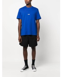 blaues bedrucktes T-Shirt mit einem Rundhalsausschnitt von MSGM