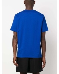 blaues bedrucktes T-Shirt mit einem Rundhalsausschnitt von MSGM