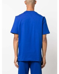 blaues bedrucktes T-Shirt mit einem Rundhalsausschnitt von MSGM