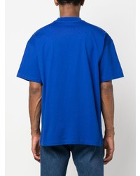 blaues bedrucktes T-Shirt mit einem Rundhalsausschnitt von MSGM