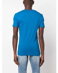 blaues bedrucktes T-Shirt mit einem Rundhalsausschnitt von Calvin Klein Jeans