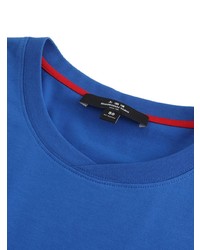 blaues bedrucktes T-Shirt mit einem Rundhalsausschnitt von Shanghai Tang