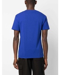 blaues bedrucktes T-Shirt mit einem Rundhalsausschnitt von Stone Island