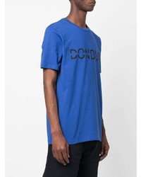 blaues bedrucktes T-Shirt mit einem Rundhalsausschnitt von Dondup