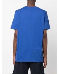 blaues bedrucktes T-Shirt mit einem Rundhalsausschnitt von Dondup