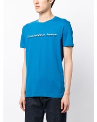 blaues bedrucktes T-Shirt mit einem Rundhalsausschnitt von Calvin Klein