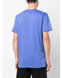 blaues bedrucktes T-Shirt mit einem Rundhalsausschnitt von Moschino