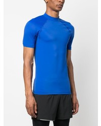 blaues bedrucktes T-Shirt mit einem Rundhalsausschnitt von Balmain