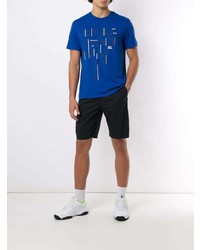 blaues bedrucktes T-Shirt mit einem Rundhalsausschnitt von Armani Exchange