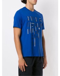 blaues bedrucktes T-Shirt mit einem Rundhalsausschnitt von Armani Exchange