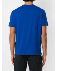 blaues bedrucktes T-Shirt mit einem Rundhalsausschnitt von Armani Exchange