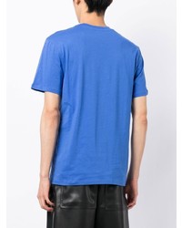 blaues bedrucktes T-Shirt mit einem Rundhalsausschnitt von Moschino