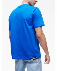 blaues bedrucktes T-Shirt mit einem Rundhalsausschnitt von KARL LAGERFELD JEANS