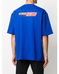 blaues bedrucktes T-Shirt mit einem Rundhalsausschnitt von Balenciaga