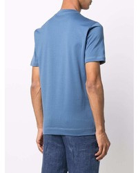 blaues bedrucktes T-Shirt mit einem Rundhalsausschnitt von Brunello Cucinelli