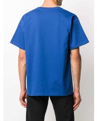 blaues bedrucktes T-Shirt mit einem Rundhalsausschnitt von Gucci