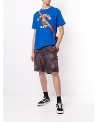 blaues bedrucktes T-Shirt mit einem Rundhalsausschnitt von A Bathing Ape