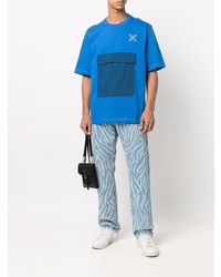 blaues bedrucktes T-Shirt mit einem Rundhalsausschnitt von Kenzo