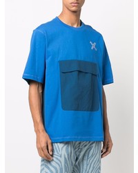 blaues bedrucktes T-Shirt mit einem Rundhalsausschnitt von Kenzo