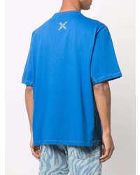 blaues bedrucktes T-Shirt mit einem Rundhalsausschnitt von Kenzo