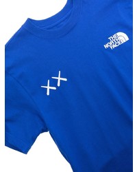 blaues bedrucktes T-Shirt mit einem Rundhalsausschnitt von The North Face