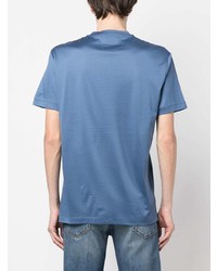 blaues bedrucktes T-Shirt mit einem Rundhalsausschnitt von Emporio Armani