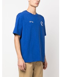 blaues bedrucktes T-Shirt mit einem Rundhalsausschnitt von Closed