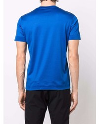 blaues bedrucktes T-Shirt mit einem Rundhalsausschnitt von Emporio Armani