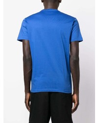 blaues bedrucktes T-Shirt mit einem Rundhalsausschnitt von DSQUARED2