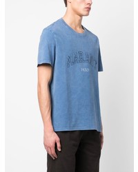 blaues bedrucktes T-Shirt mit einem Rundhalsausschnitt von Isabel Marant