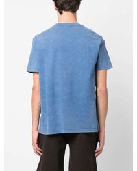 blaues bedrucktes T-Shirt mit einem Rundhalsausschnitt von Isabel Marant