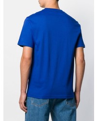 blaues bedrucktes T-Shirt mit einem Rundhalsausschnitt von Calvin Klein