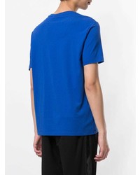 blaues bedrucktes T-Shirt mit einem Rundhalsausschnitt von Emporio Armani