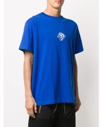 blaues bedrucktes T-Shirt mit einem Rundhalsausschnitt von Off-White