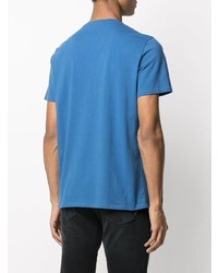 blaues bedrucktes T-Shirt mit einem Rundhalsausschnitt von Just Cavalli